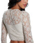 Women's Ariel Lace Twist-Front Long-Sleeve Cropped Top