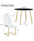 Фото #1 товара Elegant Marble-Style Glass Desk with Gold Accents