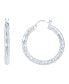 ფოტო #1 პროდუქტის Fine Silver-Plated Hammered Texture Hoop Earring