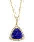 ფოტო #3 პროდუქტის EFFY® Tanzanite (1-1/2 ct. t.w.) & Diamond (1/5 ct. t.w.) Trillion Halo 18" Pendant Necklace in 14k Gold