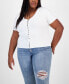 Trendy Plus Size Ribbed Short-Sleeve Top