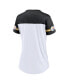 ფოტო #4 პროდუქტის Women's White Pittsburgh Steelers Dueling Slant V-Neck Lace-Up T-shirt