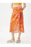 Фото #3 товара Юбка Koton Макси на завязках спереди из вискозы с цветочным узором