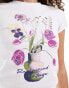 Reclaimed Vintage baby t-shirt with hotfix and embroidery flower print in white