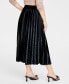 ფოტო #2 პროდუქტის Women's Velvet Pleated Midi Skirt, Created for Macy's
