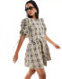 Фото #1 товара ASOS DESIGN ruched sleeve smock mini in check print