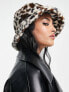 ASOS DESIGN faux fur bucket hat in leopard