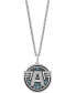Фото #1 товара Wonder Fine Jewelry swiss Blue Topaz (3/8 ct. t.w.) & Diamond (1/10 ct. t.w.) Captain America Logo 18" Pendant Necklace in Sterling Silver