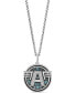 ფოტო #1 პროდუქტის Swiss Blue Topaz (3/8 ct. t.w.) & Diamond (1/10 ct. t.w.) Captain America Logo 18" Pendant Necklace in Sterling Silver