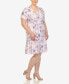 Plus Size Floral Short Sleeve Knee Length Dress Фиолетовый, 2X - фото #4