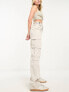 Фото #1 товара Stradivarius straight leg cargo trouser with adjustable waist in stone