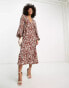 Pretty Lavish smock midaxi dress in brown abstract zebra print Braunes Zebramuster, XS - DE 32 - фото #1