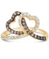 Chocolate Diamond (1/4 ct. t.w.) & Nude Diamond (1/4 ct. t.w.) Interlocking Heart Ring in 14k Rose, Yellow or White Gold