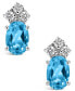 ფოტო #3 პროდუქტის Blue Topaz (1-1/6 ct.t.w) and Diamond (1/8 ct.t.w) Stud Earrings in 14K White Gold