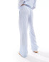 Bershka drawstring waist wide leg trousers co-ord in light blue pinstripe