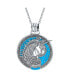 ფოტო #1 პროდუქტის Unisex Large Round Statement Pegasus Medallion Celestial Blue Mythical Unicorn Pendant Necklace For Women For Men Teen Oxidized .925 Sterling Silver