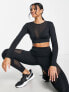 HIIT long sleeve top with mesh cut outs in black