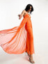 Фото #7 товара ASOS DESIGN cami mesh overlay skater maxi dress in orange