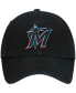 Boys Black Miami Marlins Team Logo Clean Up Adjustable Hat