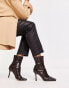 Фото #4 товара NA-KD heeled ankle boots with square toe in black croc