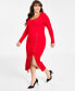 Фото #3 товара Plus Size Rib-Knit Lace-Up Sweater Dress, Created for Macy's
