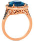 Deep Sea Blue Topaz (5 ct. t.w.) & Diamond (1/2 ct. t.w.) Halo Ring in 14k Rose Gold