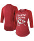 Фото #1 товара Women's Red Kansas City Chiefs Super Bowl LVIII Champions Whooper up Tri-Blend 3/4-Sleeve Raglan T-shirt