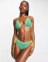 ASOS DESIGN contrast crochet halter triangle bikini top in green