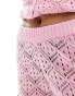 The Frolic hibiscus crochet wide leg beach trouser co-ord in bubblegum pink