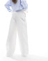 Фото #3 товара Stradivarius tailored cotton super wide leg trousers in white