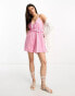 ASOS DESIGN broderie frill smock playsuit in pink