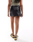 Фото #2 товара ASOS DESIGN leather look mini wrap skirt with belt in black