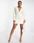 Фото #2 товара Simmi relaxed plunge front blazer shirt dress in cream