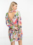 Фото #1 товара Native Youth sunny town print heart cut-out smock dress in multi