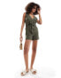 New Look button down playsuit in khaki grün, 34 - фото #1