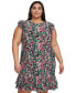 Фото #4 товара Plus Size Floral-Print Flutter-Sleeve Dress