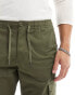 Jack & Jones tapered cuffed cargo in dark green