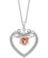 Diamond Belle Rose & Heart Pendant Necklace (1/6 ct. t.w.) in Sterling Silver & 14K Rose Gold-Plate, 16" + 2" extender