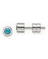 Stainless Steel Polished Blue CZ March Stud Earrings