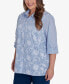 ფოტო #4 პროდუქტის Plus Size Classic Embroidered Pinstripe Button Down Top