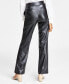 Фото #2 товара Women's Pull-On Faux-Leather Slash-Pocket Pants