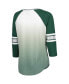 Women's White, Green Michigan State Spartans Lead Off Ombre Raglan 3/4-Sleeve V-Neck T-shirt