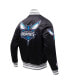 ფოტო #3 პროდუქტის Men's Black Charlotte Hornets Script Tail Full-Snap Satin Varsity Jacket