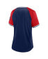 Фото #2 товара Women's Navy Atlanta Braves Glitz and Glam League Diva Raglan V-Neck T-shirt