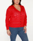 Фото #5 товара Black Label Plus Size Pointelle Button Front Cardigan Sweater