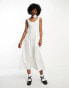 COLLUSION tie detailed smock midi dress in white