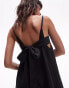 Topshop tie back playsuit in black cupro