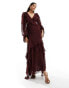 Фото #1 товара ASOS DESIGN devoree cut out waist maxi dress with open back in burgundy