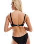 Фото #3 товара Ivory Rose Fuller Bust dual sized ring front scoop bikini top in black