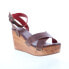 Bed Stu Grettell F376013 Womens Brown Leather Slip On Wedges Sandals Shoes